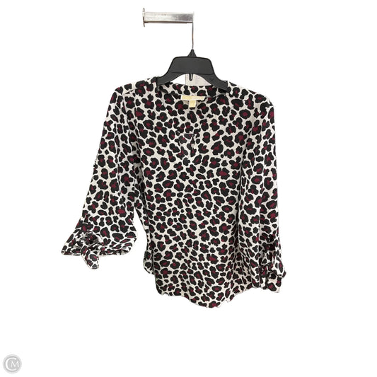 Top 3/4 Sleeve By Michael By Michael Kors In Leopard Print, Size: L