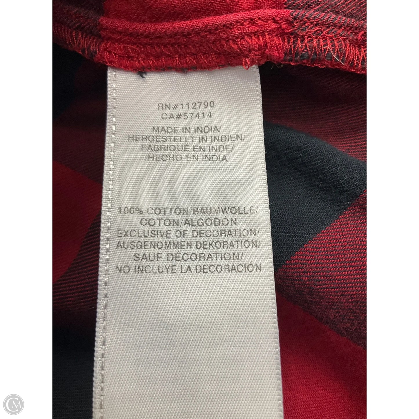 Blouse Long Sleeve By True Religion In Plaid Pattern, Size: M