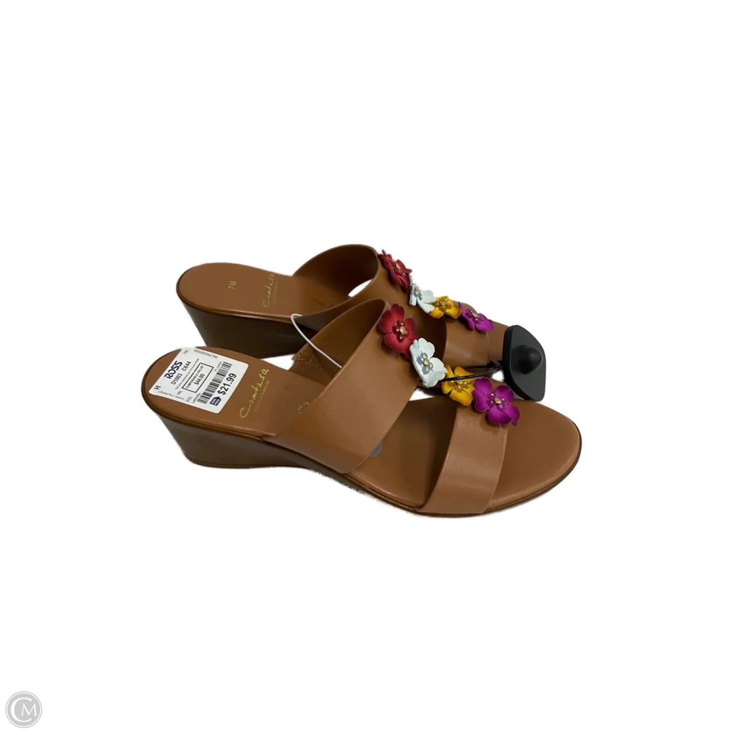 Sandals Heels Wedge By Italian Shoemakers In Floral Print, Size: 7