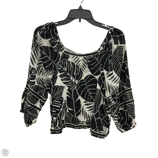 Top 3/4 Sleeve By Cynthia Rowley In Black & Cream, Size: M