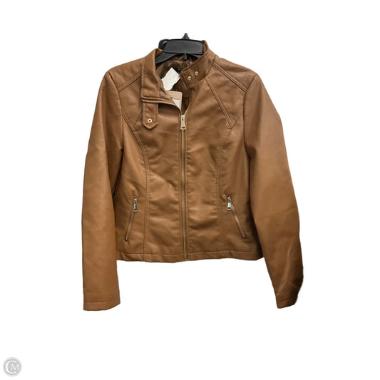 Jacket Moto By Clothes Mentor In Brown, Size: M