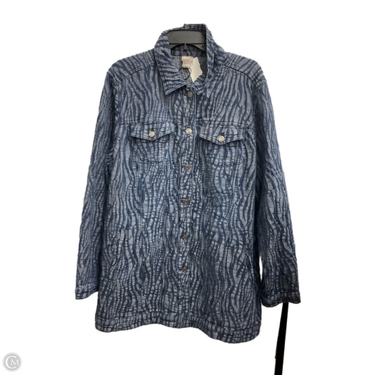 Jacket Denim By Chicos In Blue Denim, Size: Xl
