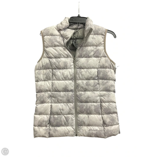 Vest Puffer & Quilted By Eddie Bauer In Grey & White, Size: S