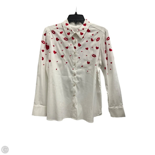 Blouse Long Sleeve By Chicos In White, Size: M