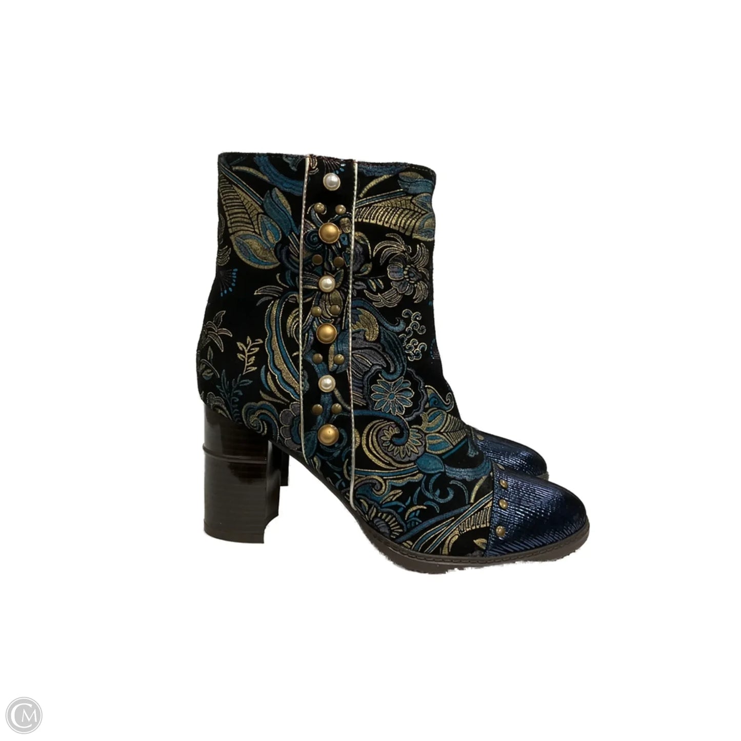 Boots Ankle Heels By Cmc In Black & Blue, Size: 8.5