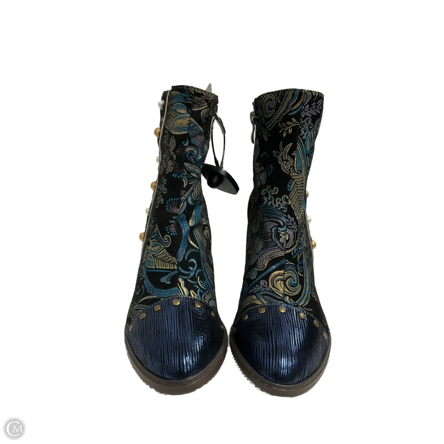 Boots Ankle Heels By Cmc In Black & Blue, Size: 8.5