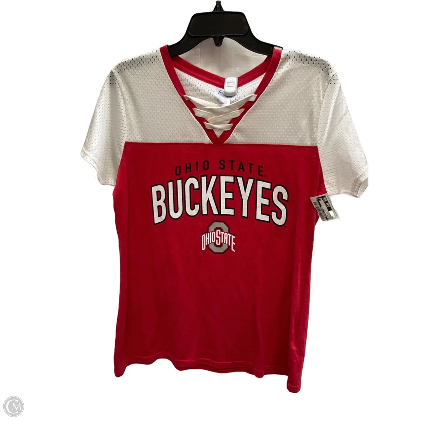 Top Short Sleeve By Clothes Mentor In Red & White, Size: L