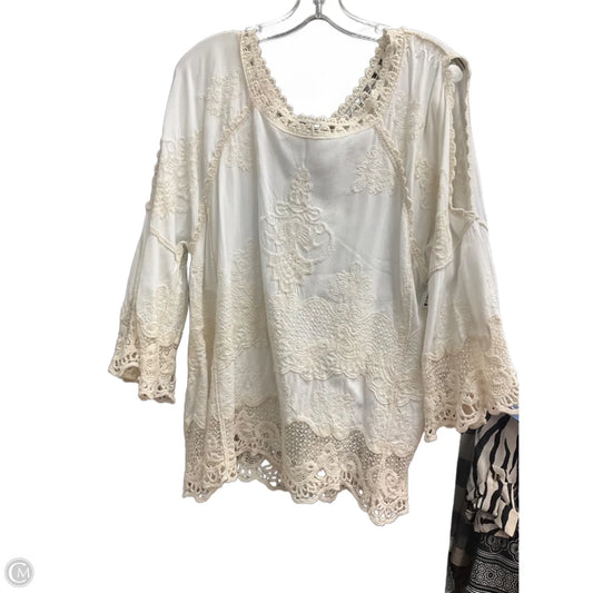 Top 3/4 Sleeve By Democracy In Cream, Size: L
