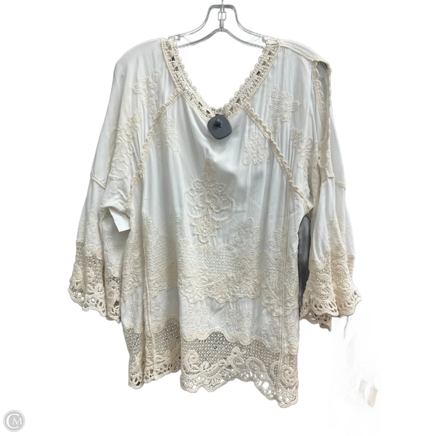 Top 3/4 Sleeve By Democracy In Cream, Size: L
