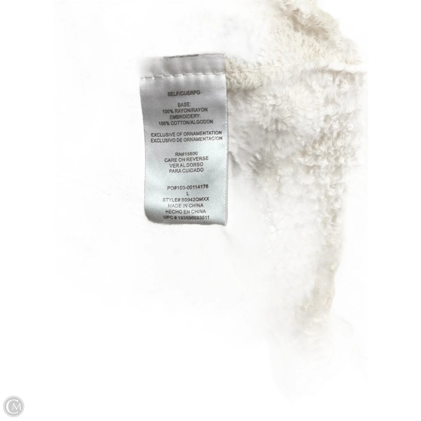 Top 3/4 Sleeve By Democracy In Cream, Size: L