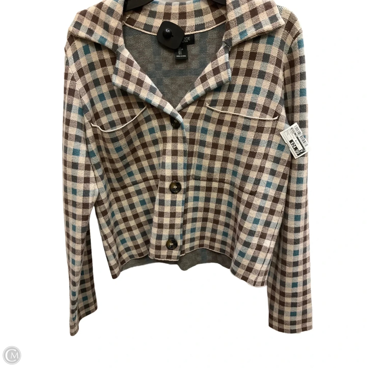 Blazer By Rachel Zoe In Plaid Pattern, Size: L