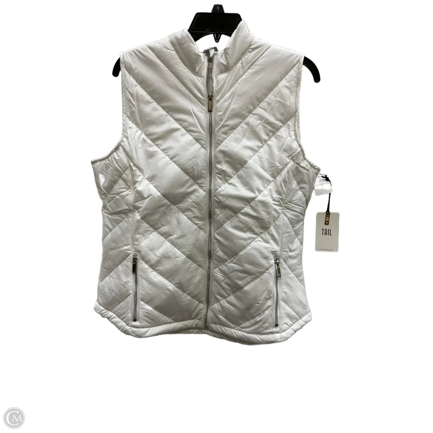 Vest Puffer & Quilted By Tail In White, Size: L