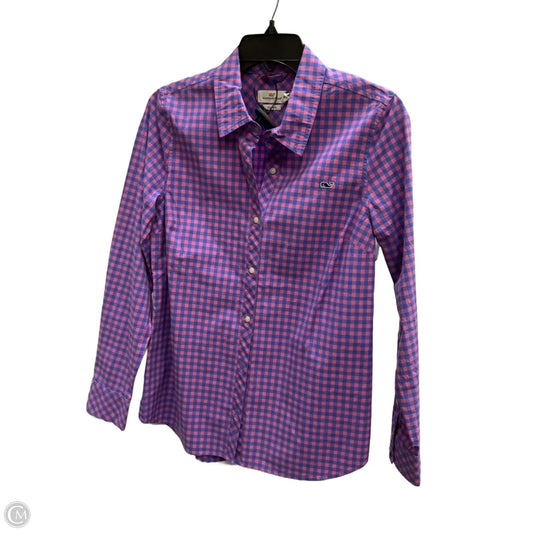 Blouse Long Sleeve By Vineyard Vines In Plaid Pattern, Size: 6