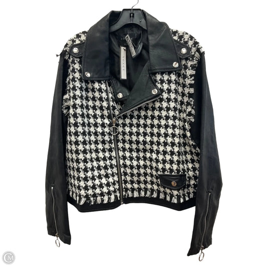 Jacket Moto By Clothes Mentor In Black & White, Size: Xs