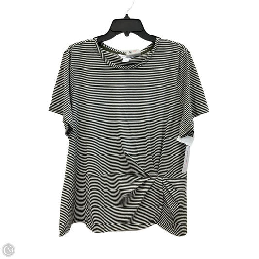 Top Short Sleeve By Liz Claiborne In Striped Pattern, Size: Xxl