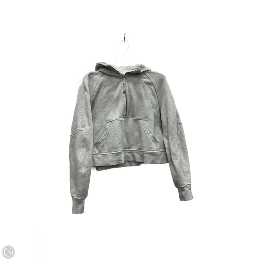 Athletic Sweatshirt Hoodie By Lululemon In Grey, Size: M