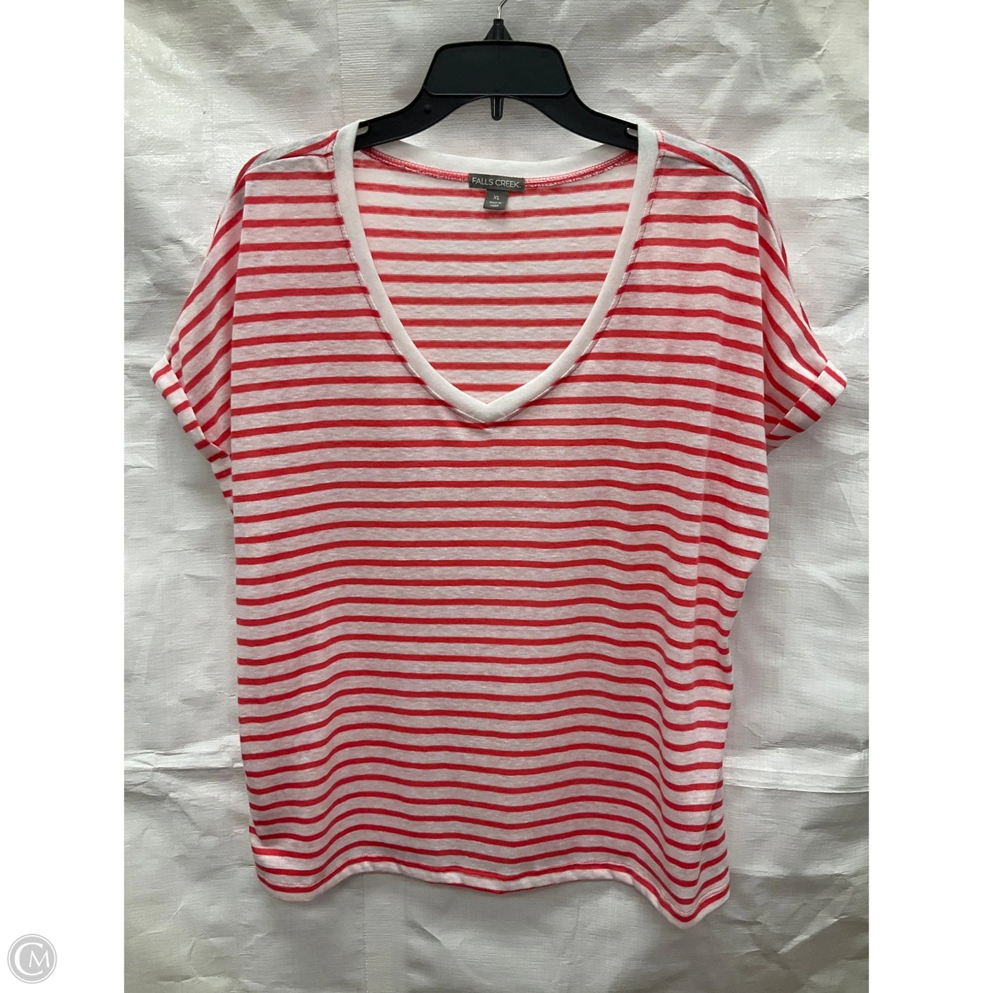 Top Short Sleeve Basic By Falls Creek In Striped Pattern, Size: Xl