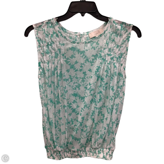 Top Sleeveless By Loft In Green & White, Size: S