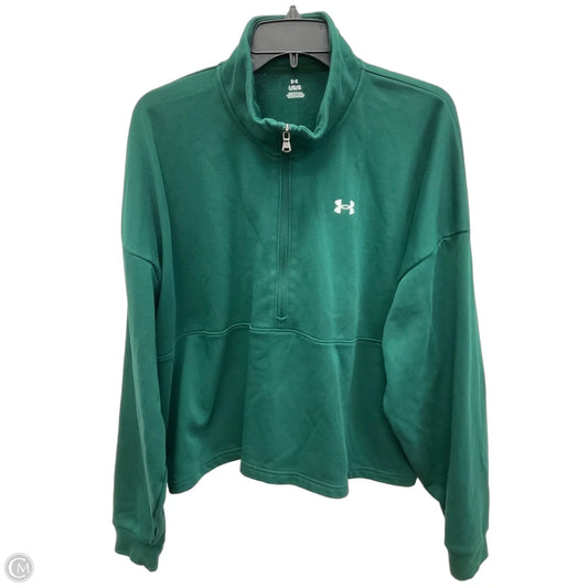 Athletic Top Long Sleeve Collar By Under Armour In Green, Size: L