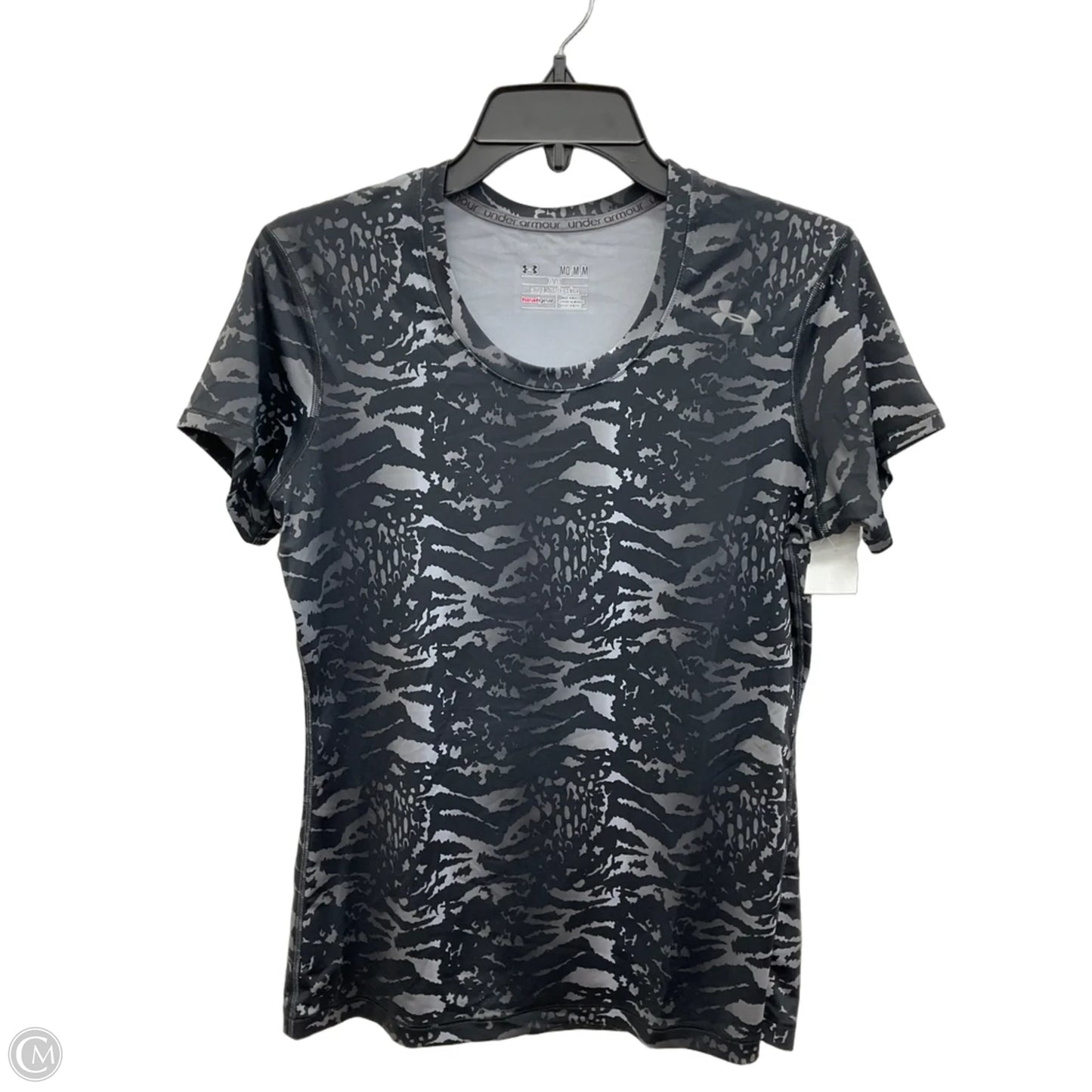 Athletic Top Short Sleeve By Under Armour In Black & Grey, Size: M