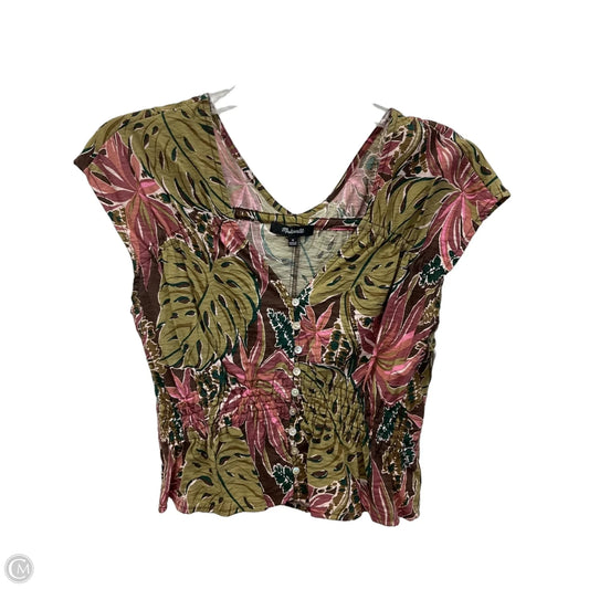 Top Sleeveless By Madewell In Green & Pink, Size: M