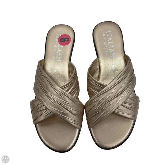 Sandals Heels Wedge By Italian Shoemakers In Gold, Size: 6