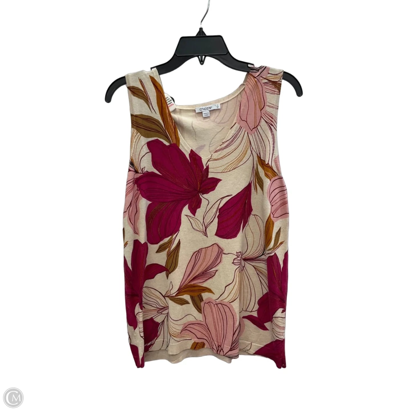 Top Sleeveless By Chicos In Floral Print, Size: M