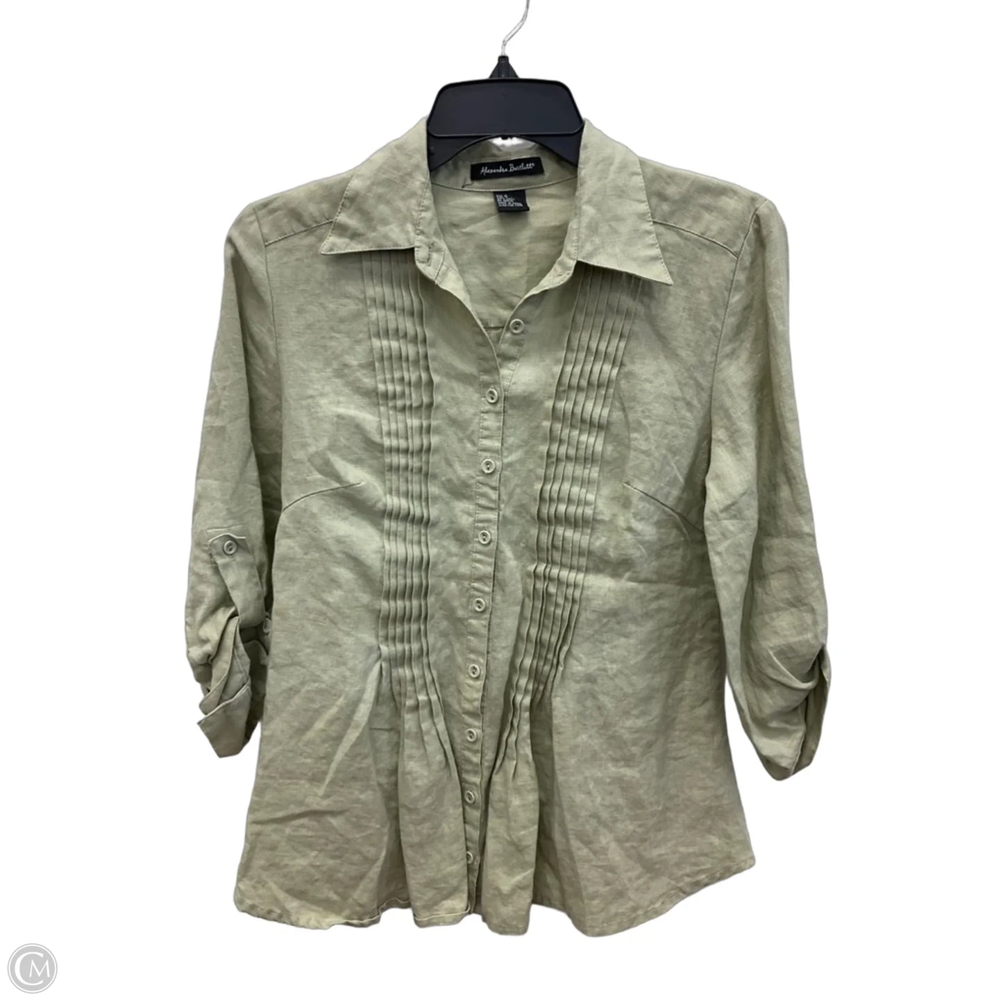 Blouse 3/4 Sleeve By Clothes Mentor In Green, Size: S