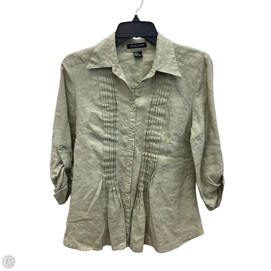 Blouse 3/4 Sleeve By Clothes Mentor In Green, Size: S