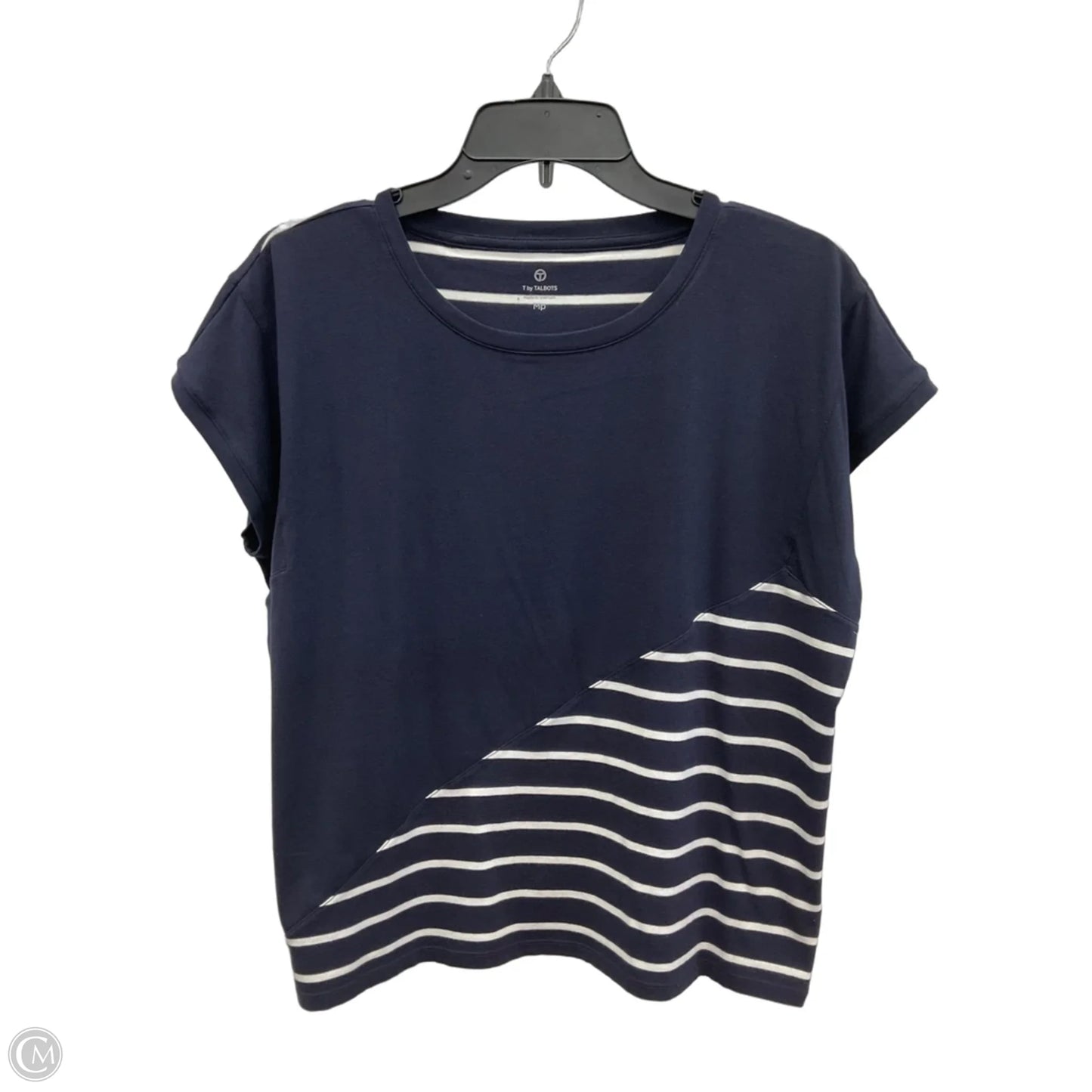 Top Short Sleeve By Talbots In Blue & White, Size: Mp