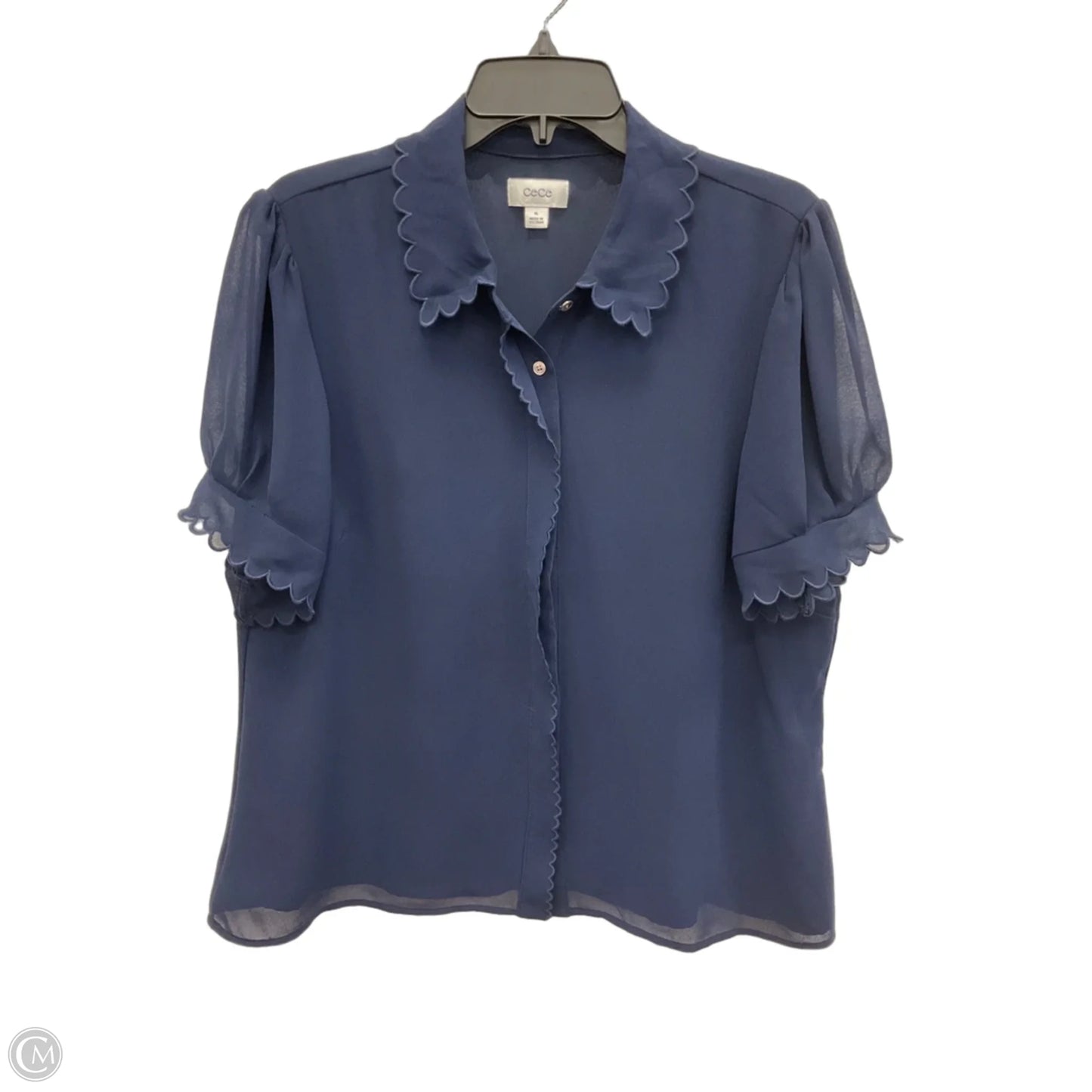 Blouse Short Sleeve By Cece In Blue, Size: Xl