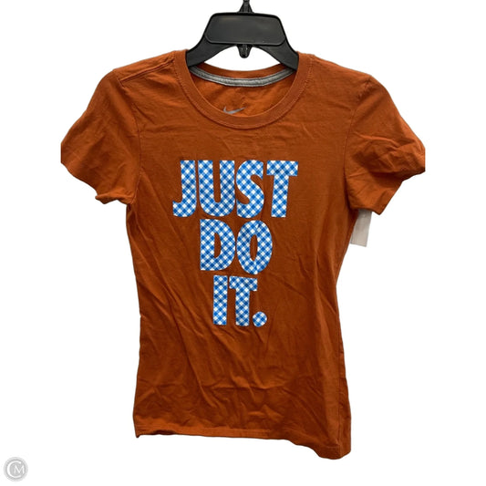 Athletic Top Short Sleeve By Nike Apparel In Orange, Size: S