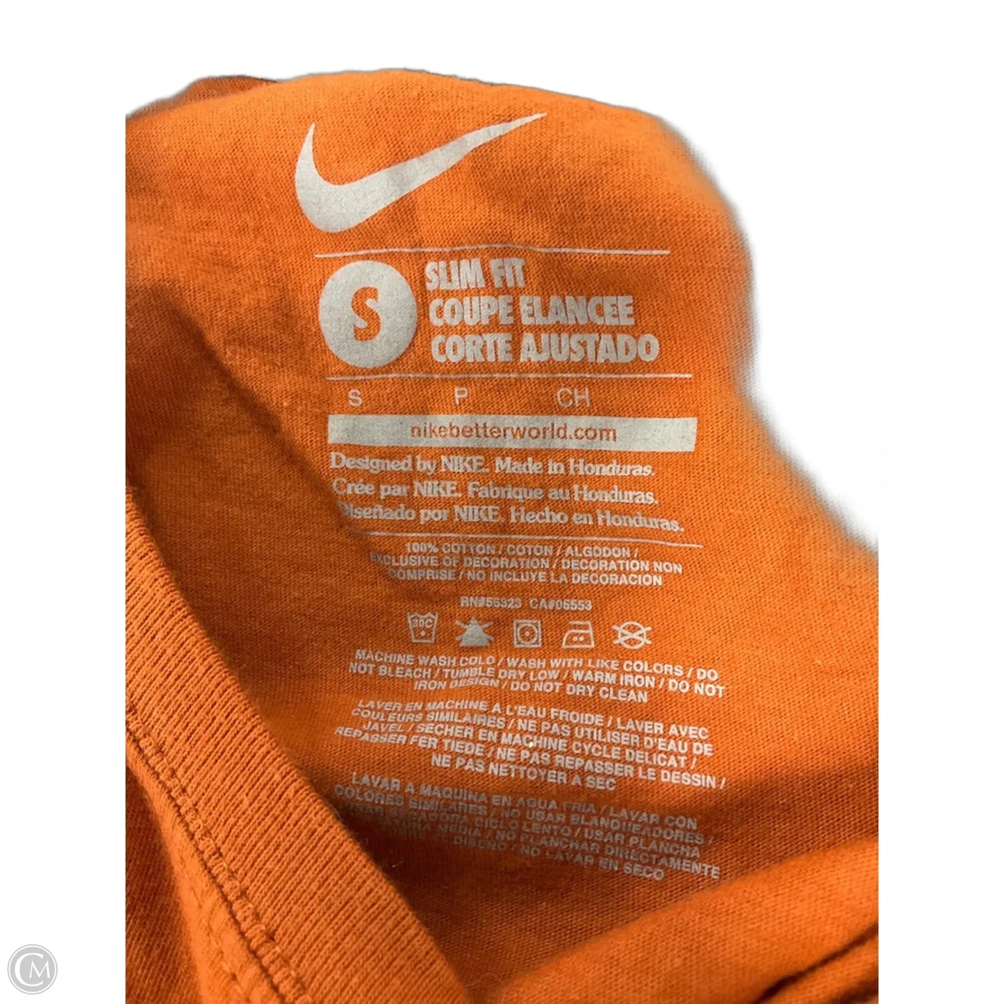 Athletic Top Short Sleeve By Nike Apparel In Orange, Size: S