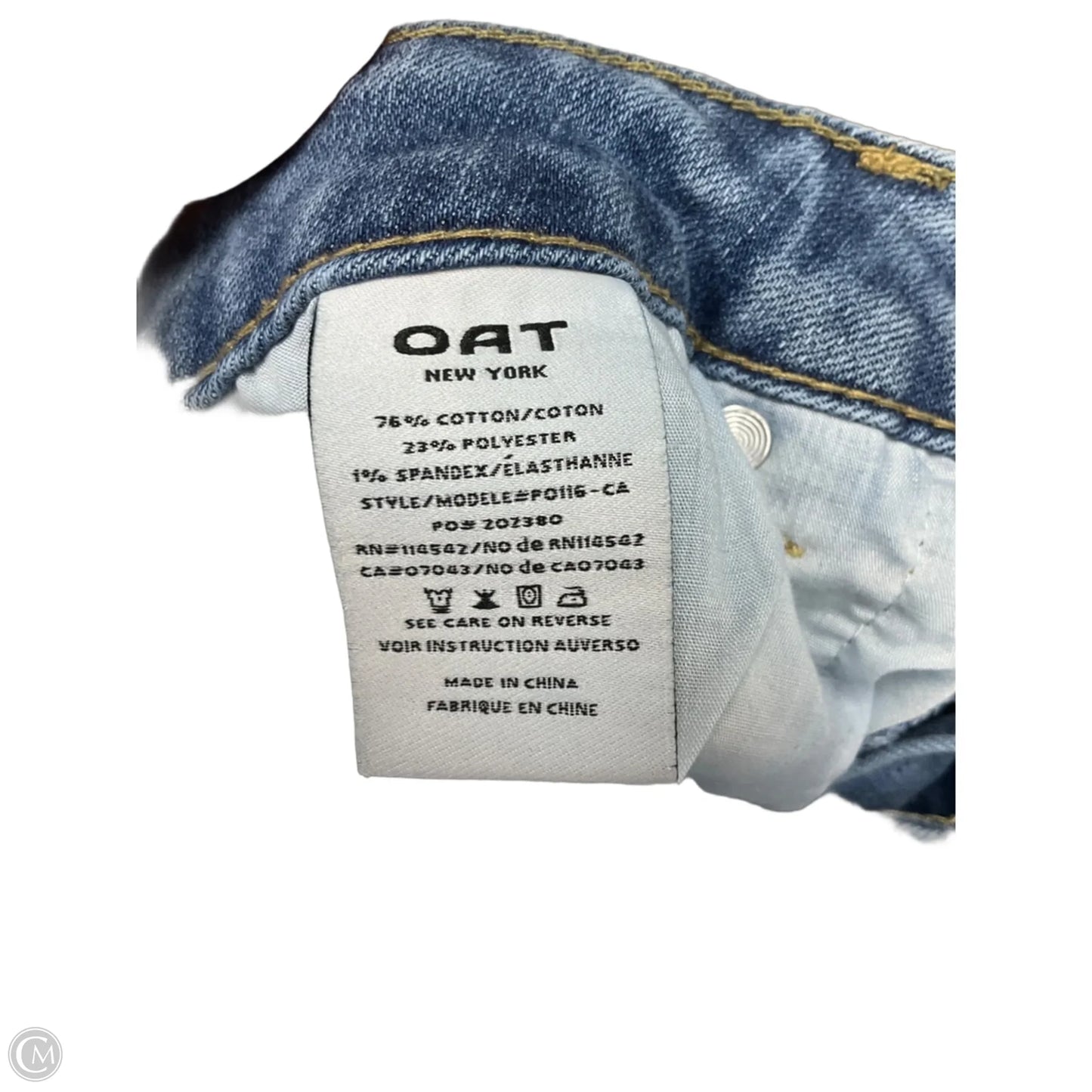 Jeans Straight By Oat In Blue Denim, Size: 10