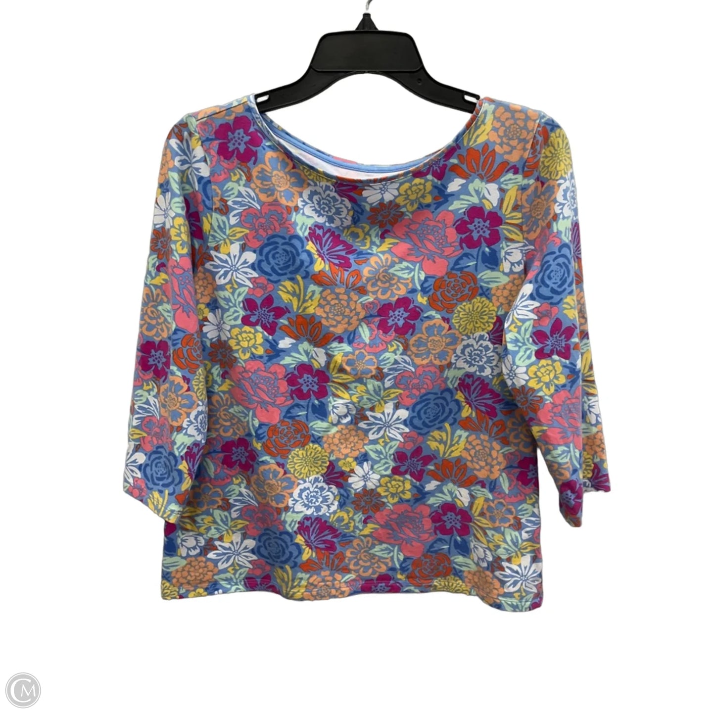 Top 3/4 Sleeve By Talbots In Floral Print, Size: Lp