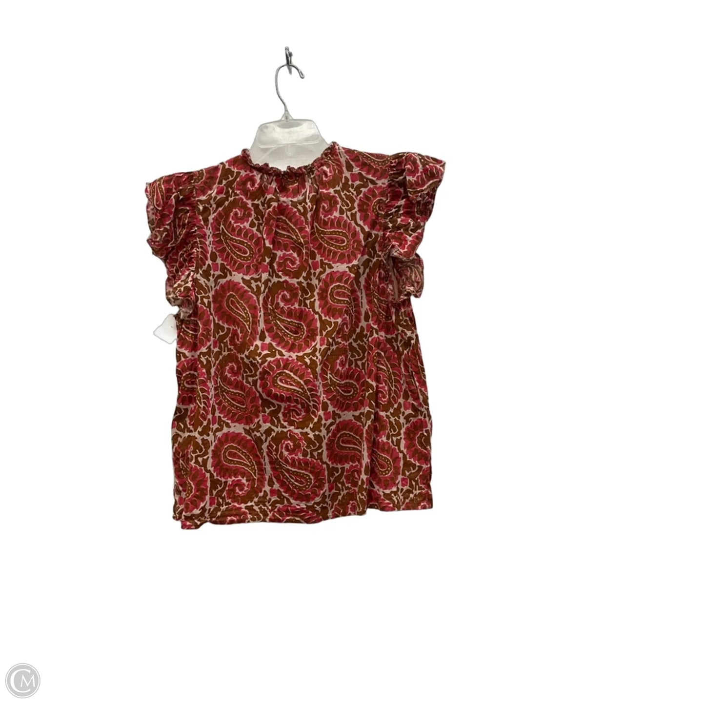 Top Short Sleeve By Cleobella In Brown & Red, Size: L