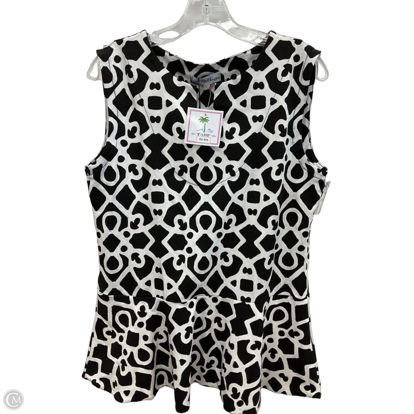 Top Sleeveless By Cmc In Black & White, Size: L
