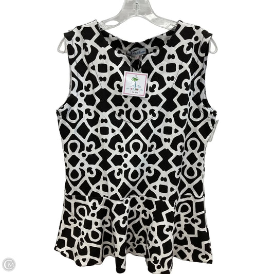Top Sleeveless By Cmc In Black & White, Size: L