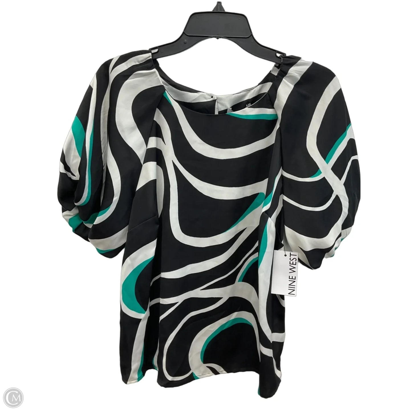 Top Short Sleeve By Nine West Apparel In Black & Green, Size: M