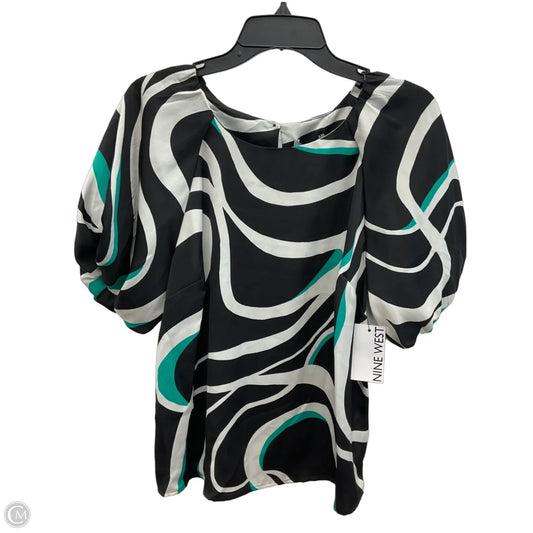 Top Short Sleeve By Nine West Apparel In Black & Green, Size: M