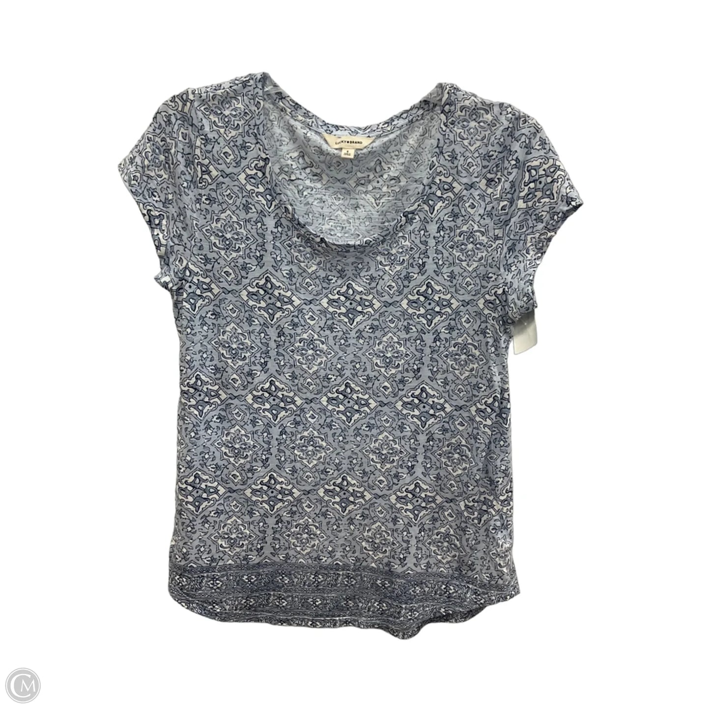 Top Short Sleeve By Lucky Brand In Blue & White, Size: S