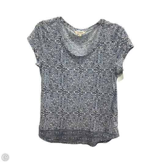 Top Short Sleeve By Lucky Brand In Blue & White, Size: S