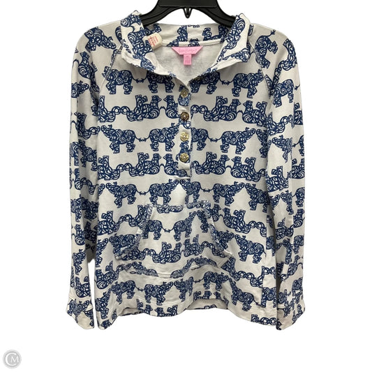 Top Long Sleeve Designer By Lilly Pulitzer In Blue & White, Size: Xs