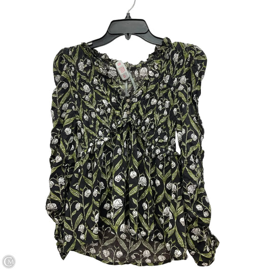 Top Long Sleeve By Anthropologie In Black & Green, Size: Xs