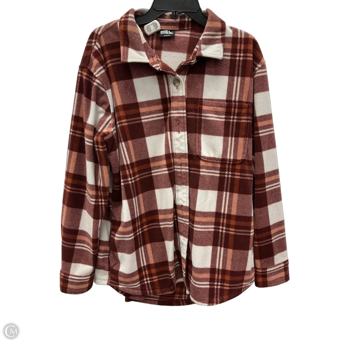 Jacket Shirt By Eddie Bauer In Plaid Pattern, Size: L