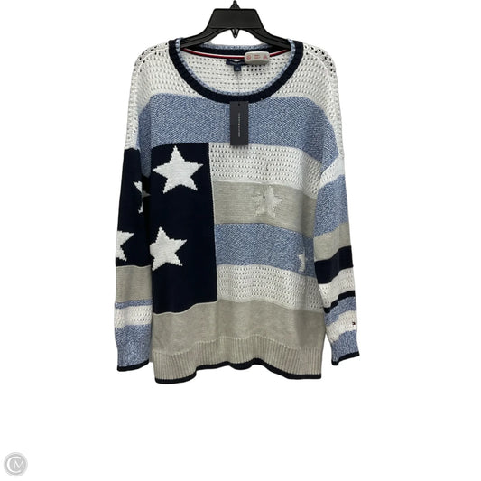 Sweater By Tommy Hilfiger In Blue & White, Size: L