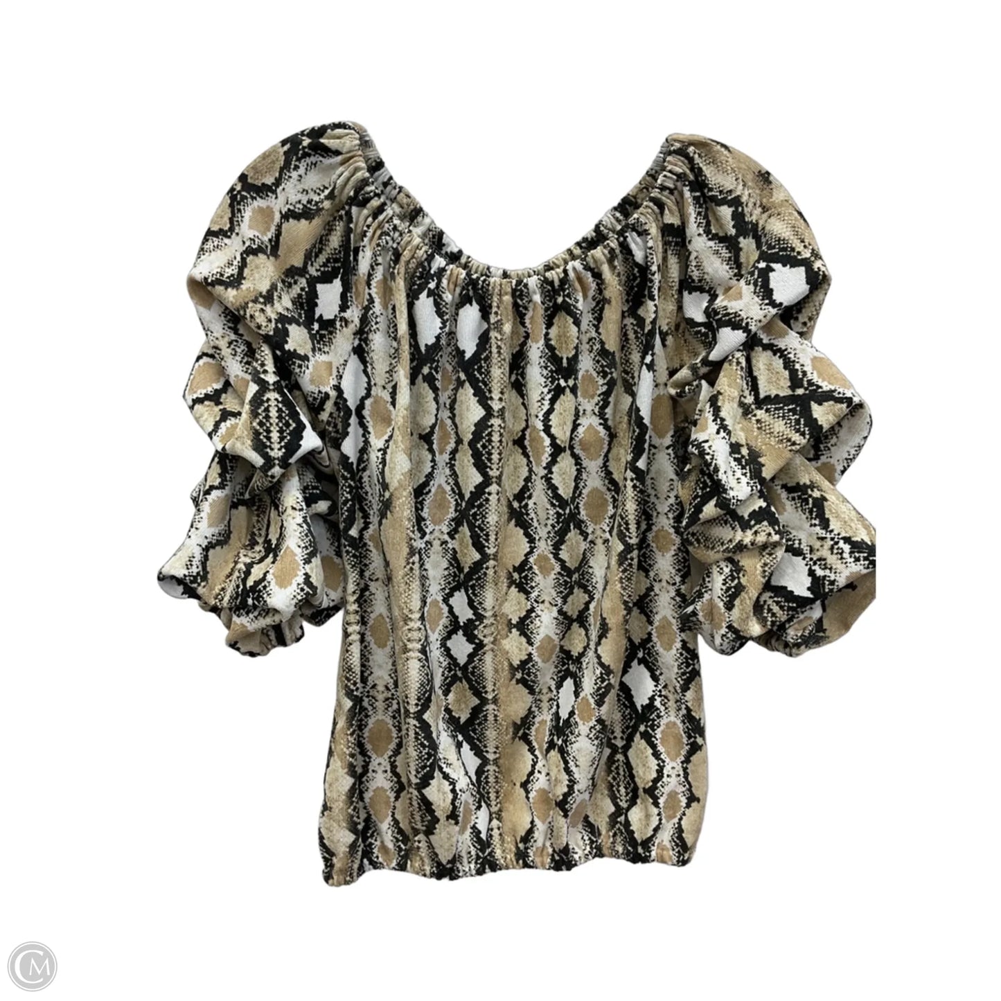Top 3/4 Sleeve By Coco Bianco In Snakeskin Print, Size: S