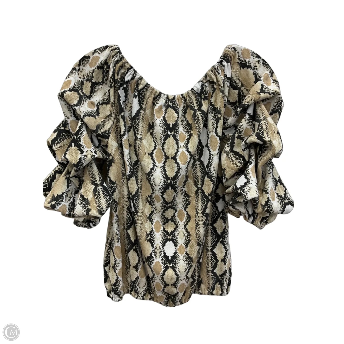 Top 3/4 Sleeve By Coco Bianco In Snakeskin Print, Size: S