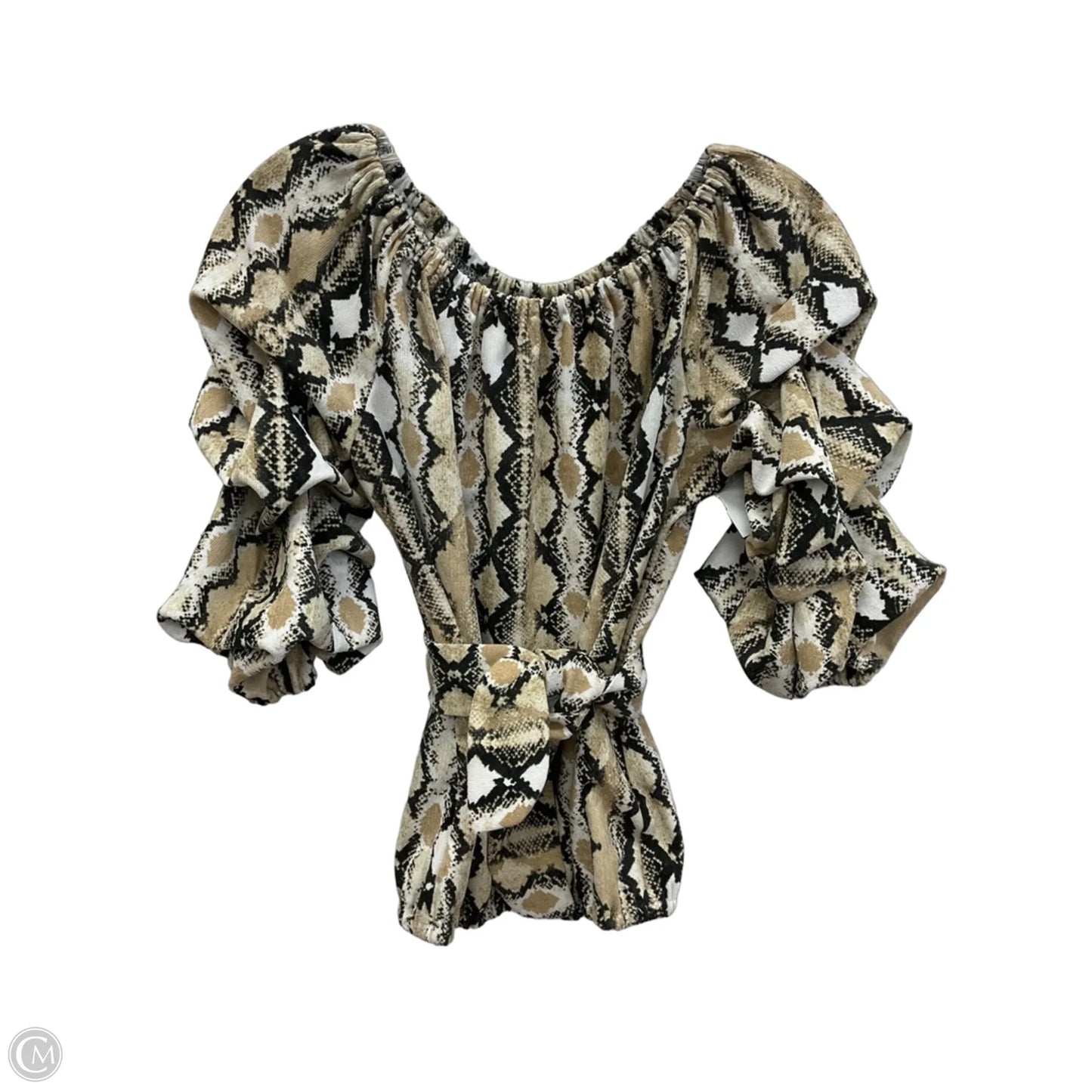Top 3/4 Sleeve By Coco Bianco In Snakeskin Print, Size: S
