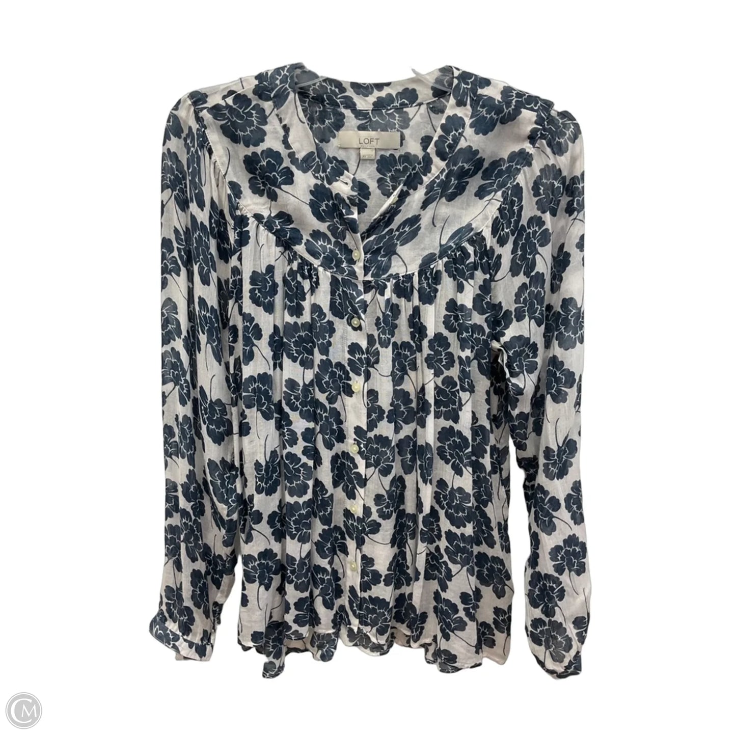 Blouse Long Sleeve By Loft In Blue, Size: Xs